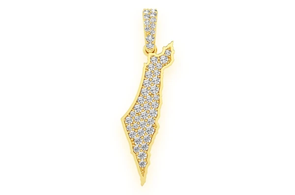 0.40CTW Gold Israel Palestine Country Diamond Pendant customdiamjewel