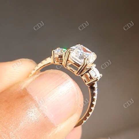 Elongated Cushion Cut Moissanite Side Round Cut Engagement Ring  customdiamjewel   