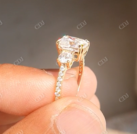 Elongated Cushion Cut Moissanite Side Round Cut Engagement Ring  customdiamjewel   