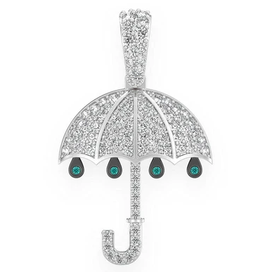0.75CTW Multi Diamond White Gold Umbrella Pendant customdiamjewel