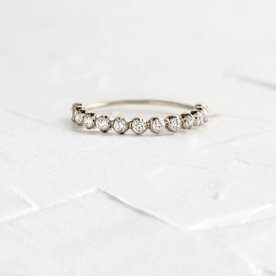 0.39CTW Round Lab Grown Diamond Half Eternity Wedding Band  customdiamjewel 10KT White Gold VVS-EF