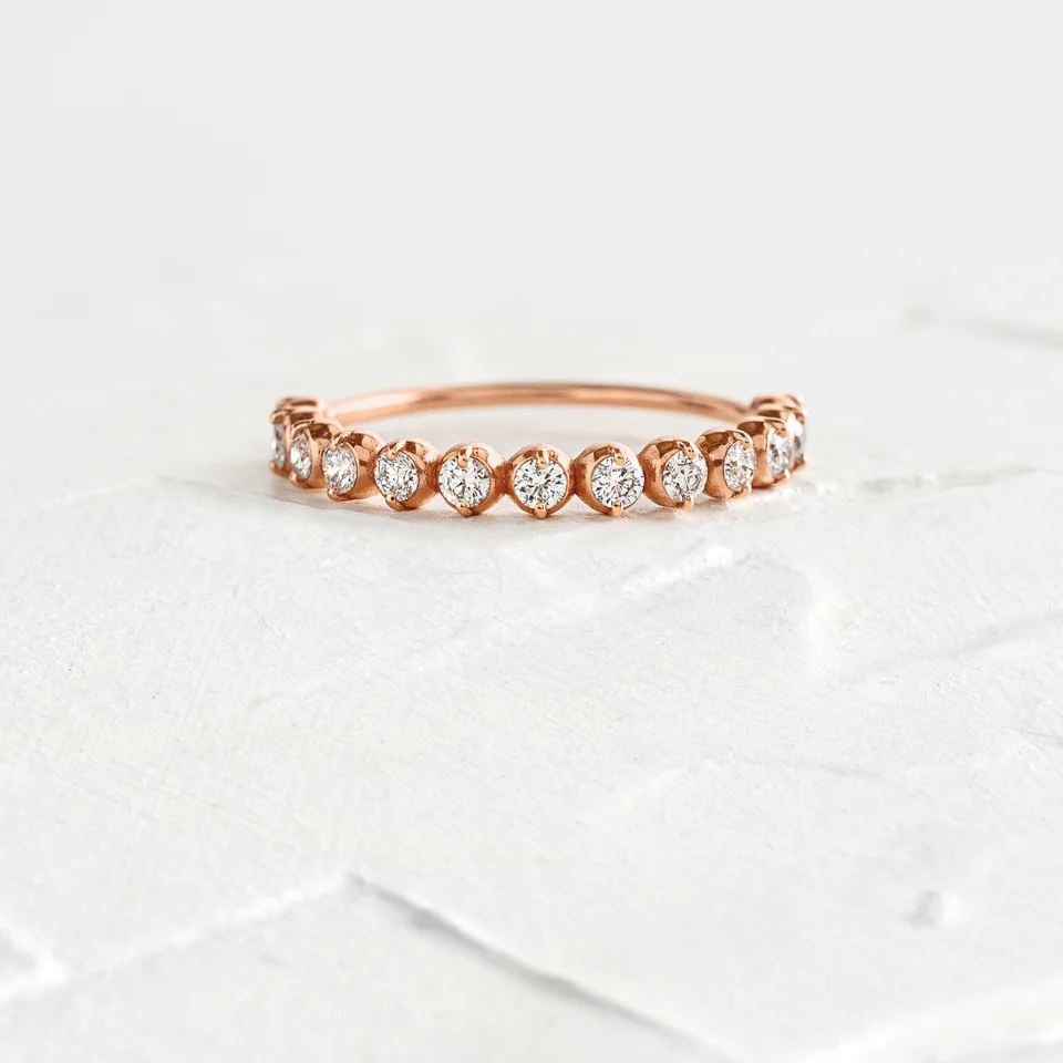 0.39CTW Round Lab Grown Diamond Half Eternity Wedding Band  customdiamjewel 10KT Rose Gold VVS-EF