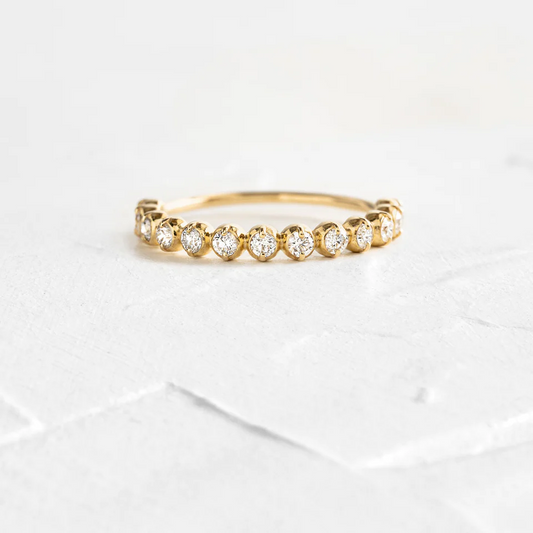 0.39CTW Bezel Set Natural Diamond Wedding Band  customdiamjewel 10KT Yellow Gold VVS-EF
