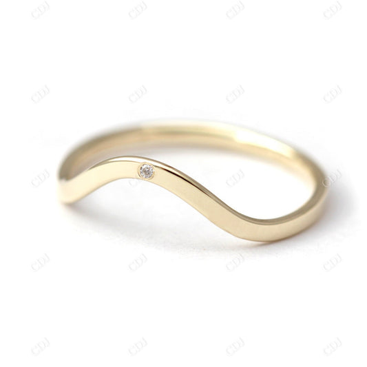 0.005CT Natural Diamond Curved Wedding Band  customdiamjewel 10KT Yellow Gold VVS-EF