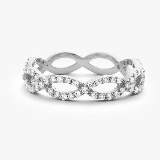 0.52CTW Natural Diamond Infinity Twisted Wedding Band  customdiamjewel 10KT White Gold VVS-EF