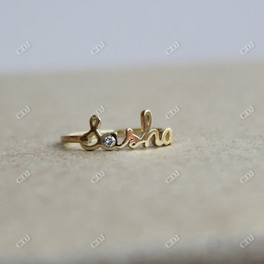 Round Cut Natural Gold Personalized Wedding Band  customdiamjewel 10KT Yellow Gold VVS-EF