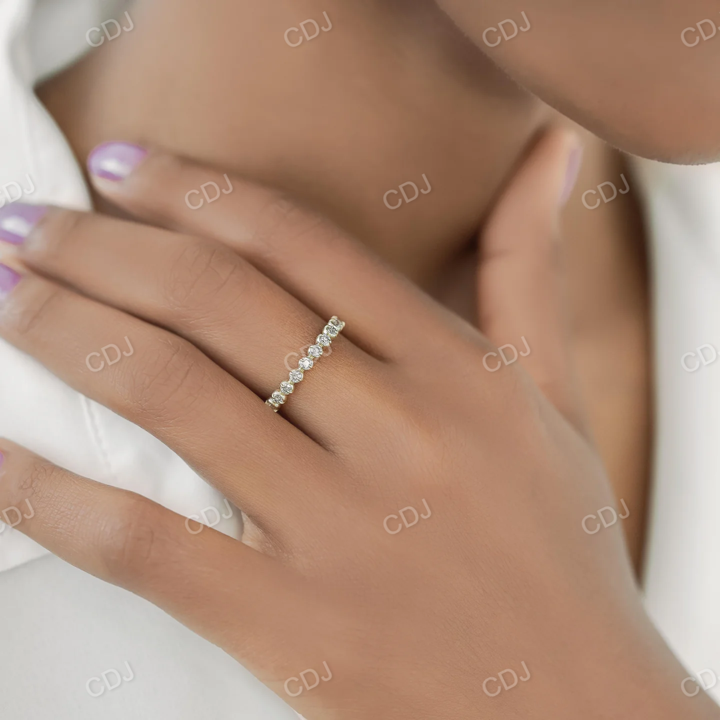 0.39CTW Round Lab Grown Diamond Half Eternity Wedding Band  customdiamjewel   