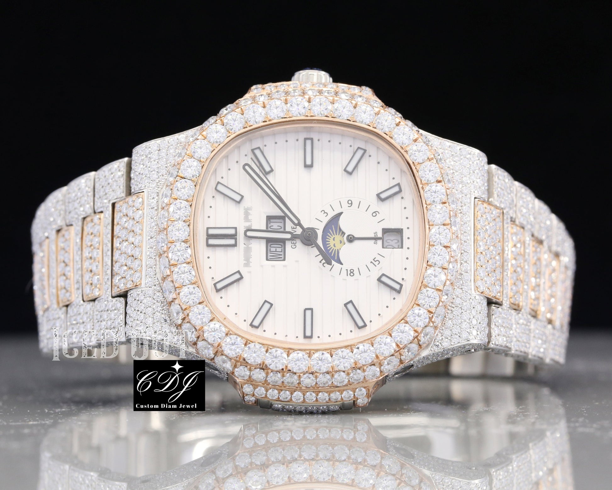 Two Tone Ice Out Luxury Diamond Watch (27.5 CT Approx)  customdiamjewel   