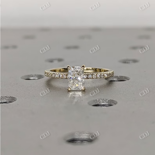 0.5CT Radiant Cut Moissanite Engagement Ring  customdiamjewel 10KT Yellow Gold VVS-EF