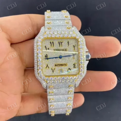 Cartier Santos Ball On Diamond Two Tone Iced Out Watch customdiamjewel
