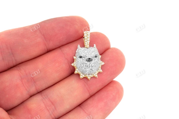 White Gold Pitbull Diamond Pendant customdiamjewel