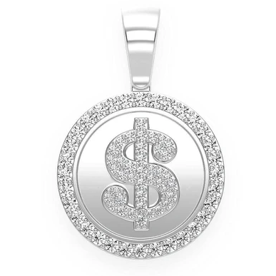 1.00CTW Dollar Sign Circle White Gold Pendant customdiamjewel