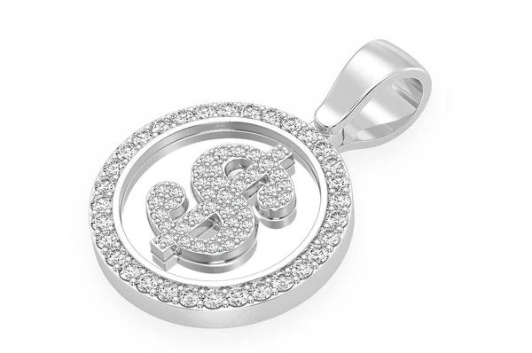1.00CTW Dollar Sign Circle White Gold Pendant customdiamjewel