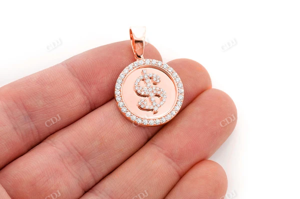 1.00CTW Dollar Sign Circle White Gold Pendant customdiamjewel