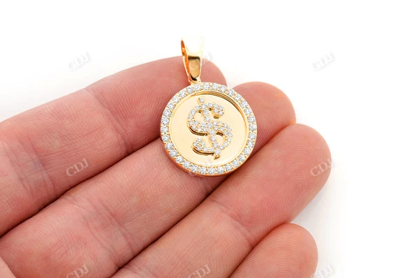 1.00CTW Dollar Sign Circle White Gold Pendant customdiamjewel