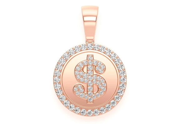 1.00CTW Dollar Sign Circle White Gold Pendant customdiamjewel