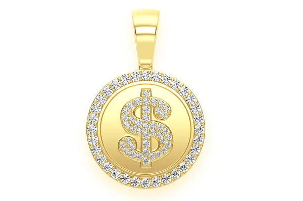 1.00CTW Dollar Sign Circle White Gold Pendant customdiamjewel