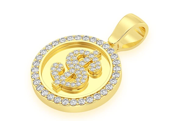 1.00CTW Dollar Sign Circle White Gold Pendant customdiamjewel