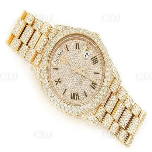 Rolex Capsule Full Yellow Moissanite Watch customdiamjewel
