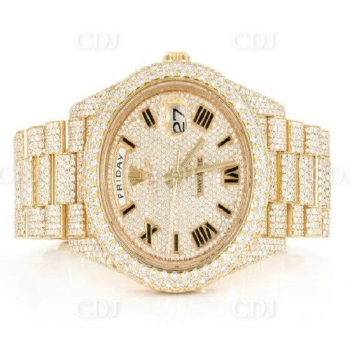 Fully Ice Out Yellow Gold Plated 40MM Rolex Diamond Wrist watch (19.89CTW)  customdiamjewel   