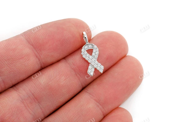 0.25CTW Diamond Awareness Ribbon Gold Pendant customdiamjewel