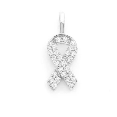 0.25CTW Diamond Awareness Ribbon Gold Pendant customdiamjewel