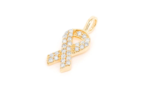 0.25CTW Diamond Awareness Ribbon Gold Pendant customdiamjewel