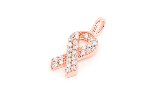 0.25CTW Diamond Awareness Ribbon Gold Pendant customdiamjewel