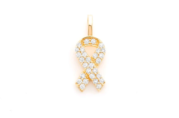 0.25CTW Diamond Awareness Ribbon Gold Pendant customdiamjewel