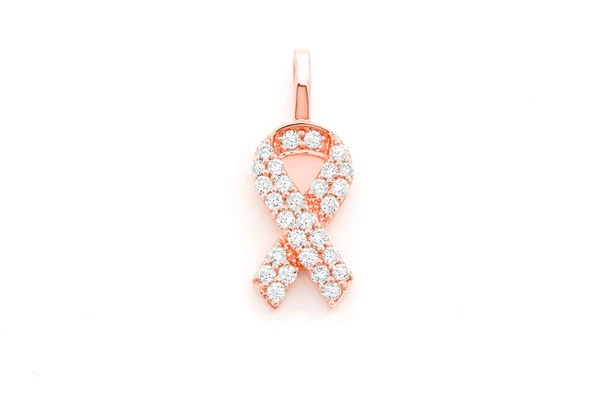 0.25CTW Diamond Awareness Ribbon Gold Pendant customdiamjewel