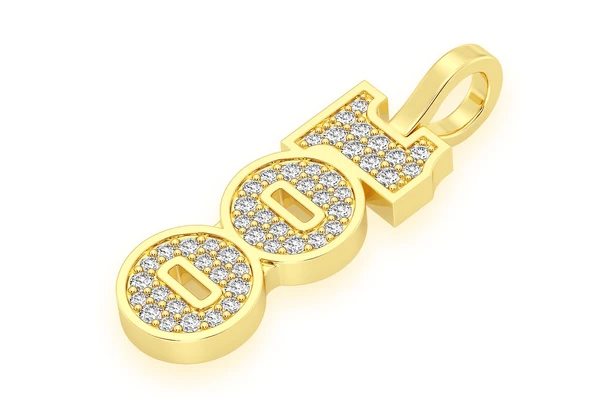 0.33CTW $100 Bill Number Gold Iced Out Pendant customdiamjewel