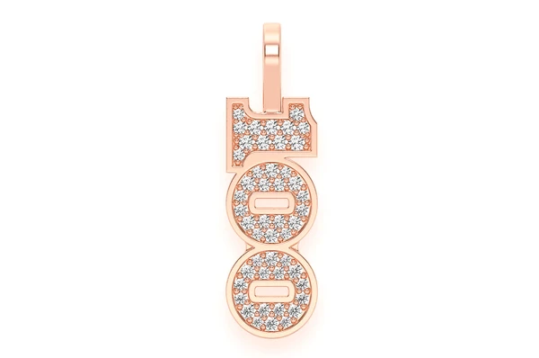 0.33CTW $100 Bill Number Gold Iced Out Pendant customdiamjewel
