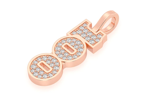 0.33CTW $100 Bill Number Gold Iced Out Pendant customdiamjewel