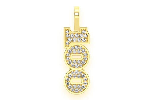 0.33CTW $100 Bill Number Gold Iced Out Pendant customdiamjewel