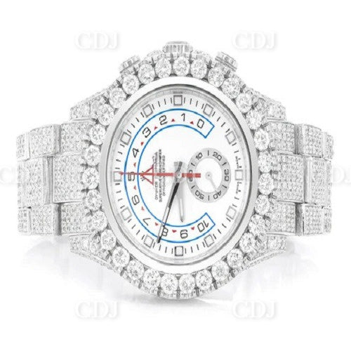 Round Diamond Stainless Steel 41MM Rolex Watch.  customdiamjewel   