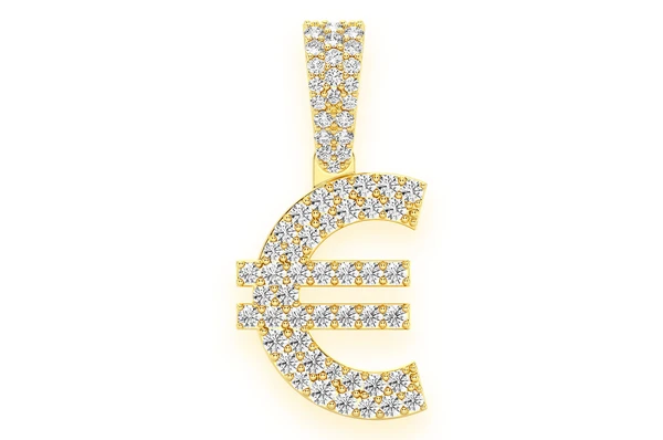 0.45CTW Euro Currency Symbol Gold Hip Hop Pendant customdiamjewel