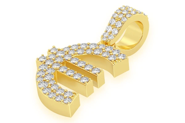0.45CTW Euro Currency Symbol Gold Hip Hop Pendant customdiamjewel