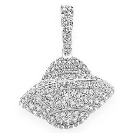 White Gold Iced Out Diamond UFO Pendant customdiamjewel
