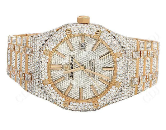 Two Tone Iced Out Custom Moissanite Men's Watch customdiamjewel