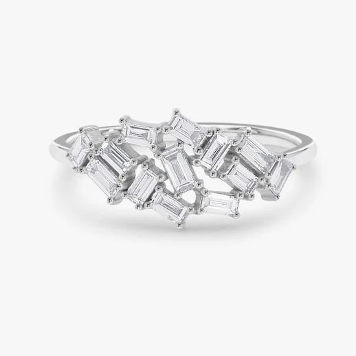 0.55 CTW Baguette Lab Grown Diamond Cluster Wedding Band  customdiamjewel 10KT White Gold VVS-EF