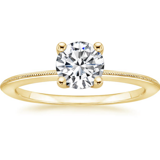 2CT Lab Grown Diamond Milgrain Engagement Ring  customdiamjewel Sterling Silver Yellow Gold VVS-EF