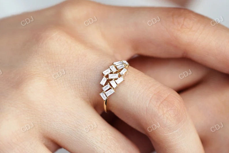 0.55CTW Real Baguette Diamond Stackable Cluster Wedding Band  customdiamjewel   