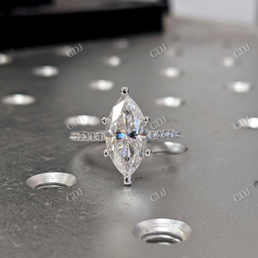 2.0CT Marquise Cut Moissanite Engagement Ring  customdiamjewel 10KT White Gold VVS-EF