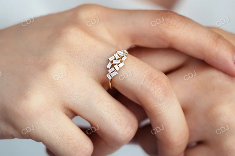 0.55CTW Real Baguette Diamond Stackable Cluster Wedding Band  customdiamjewel   