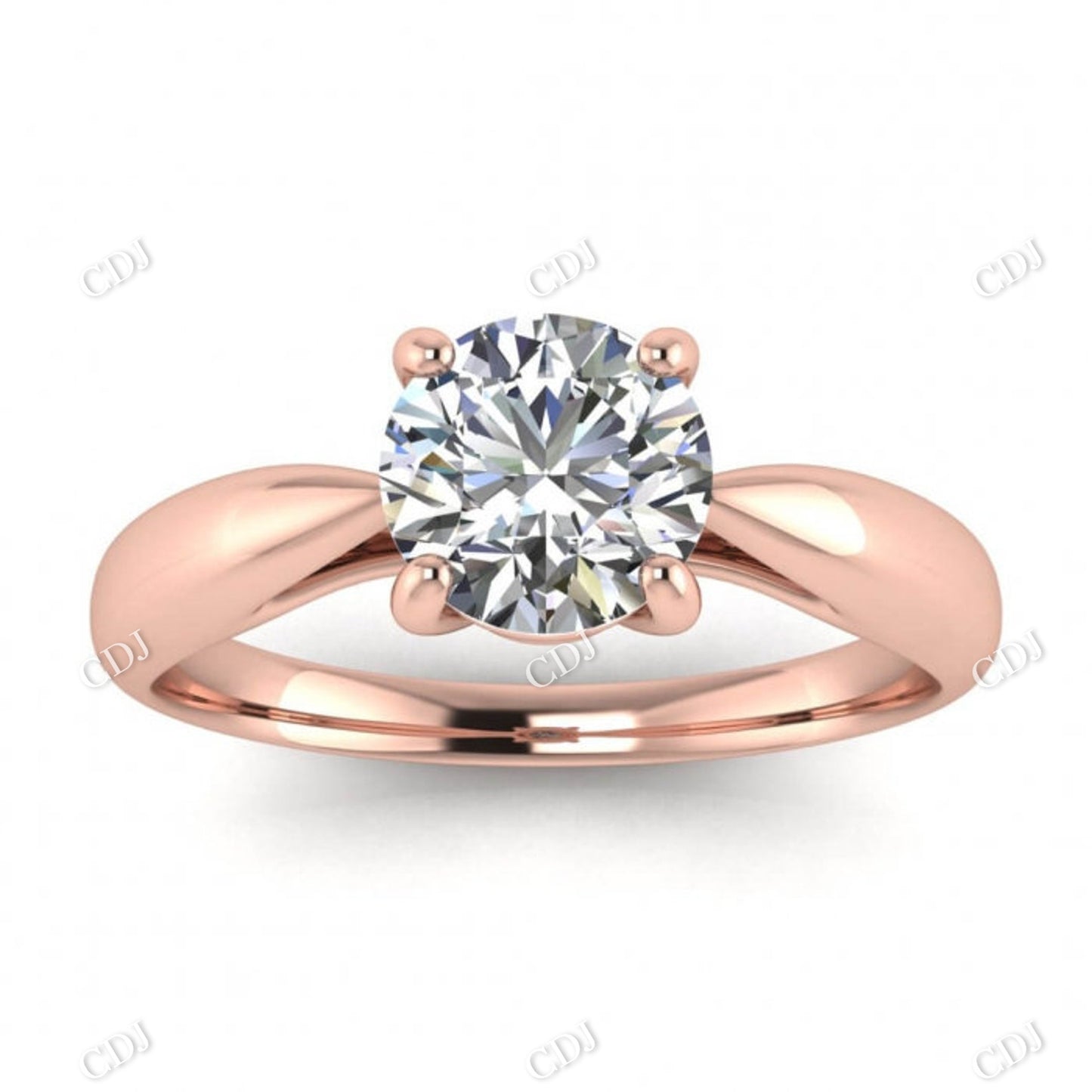 Solid White Gold Tapered Band Solitaire Engagement Ring  customdiamjewel 10KT Rose Gold VVS-EF