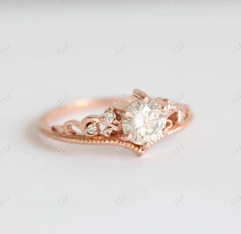 Vintage Round Cut Moissanite Bridal Ring Set  customdiamjewel   