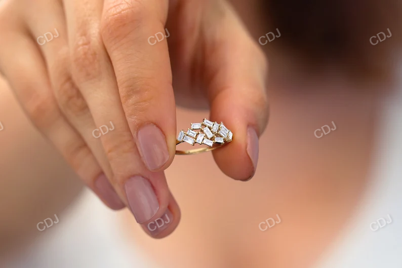 0.55CTW Real Baguette Diamond Stackable Cluster Wedding Band  customdiamjewel   