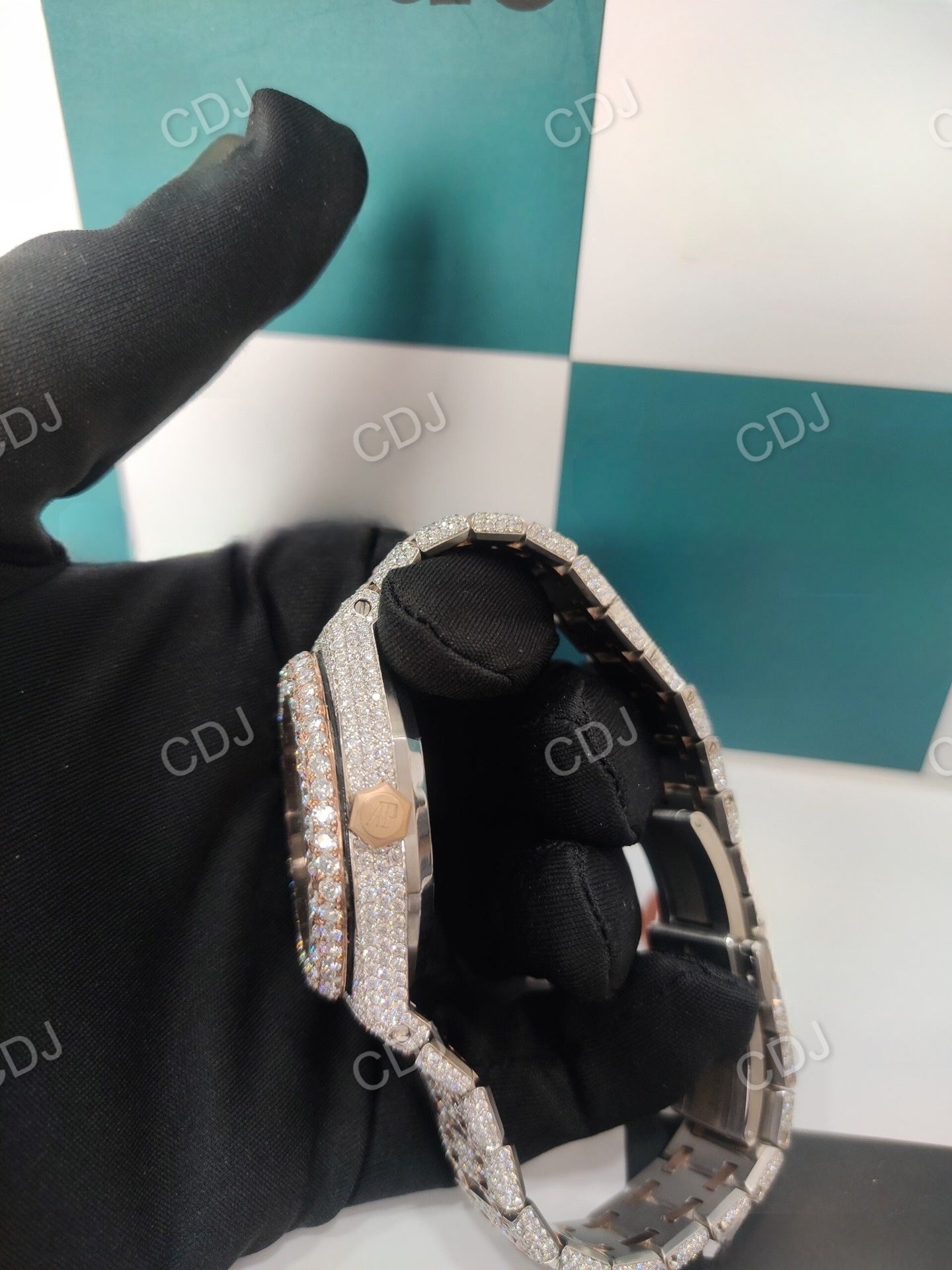 Rose White AP Regular Belt Swiss Movement Watch customdiamjewel