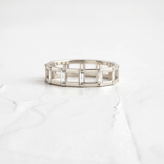 Baguette Cut Natural Diamond Wedding Band  customdiamjewel 10KT White Gold VVS-EF