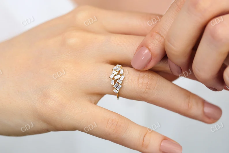 0.55CTW Real Baguette Diamond Stackable Cluster Wedding Band  customdiamjewel   